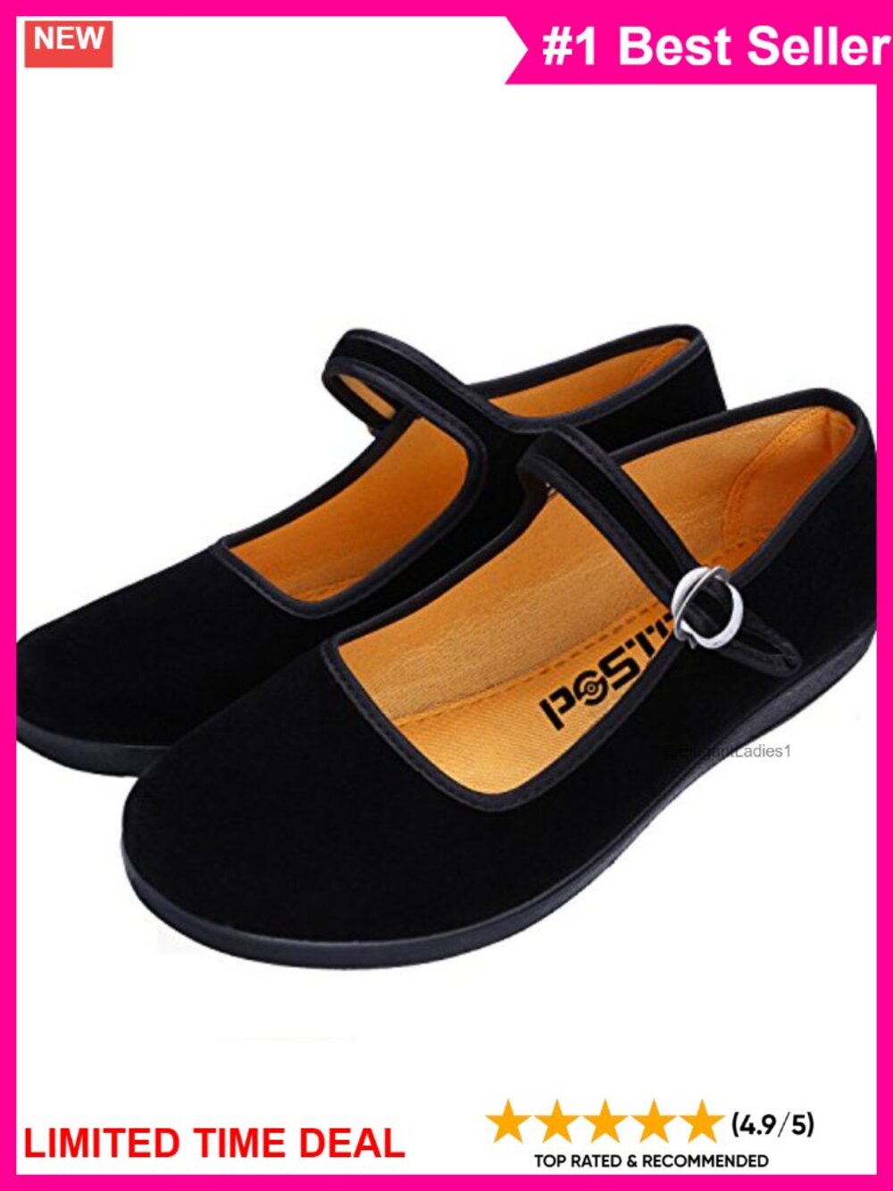 Velvet Mary Jane Ballet Flats Round Toe Adjustable Strap Flat Shoes